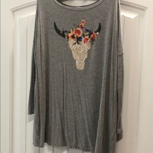 Cow skull & flowers shirt